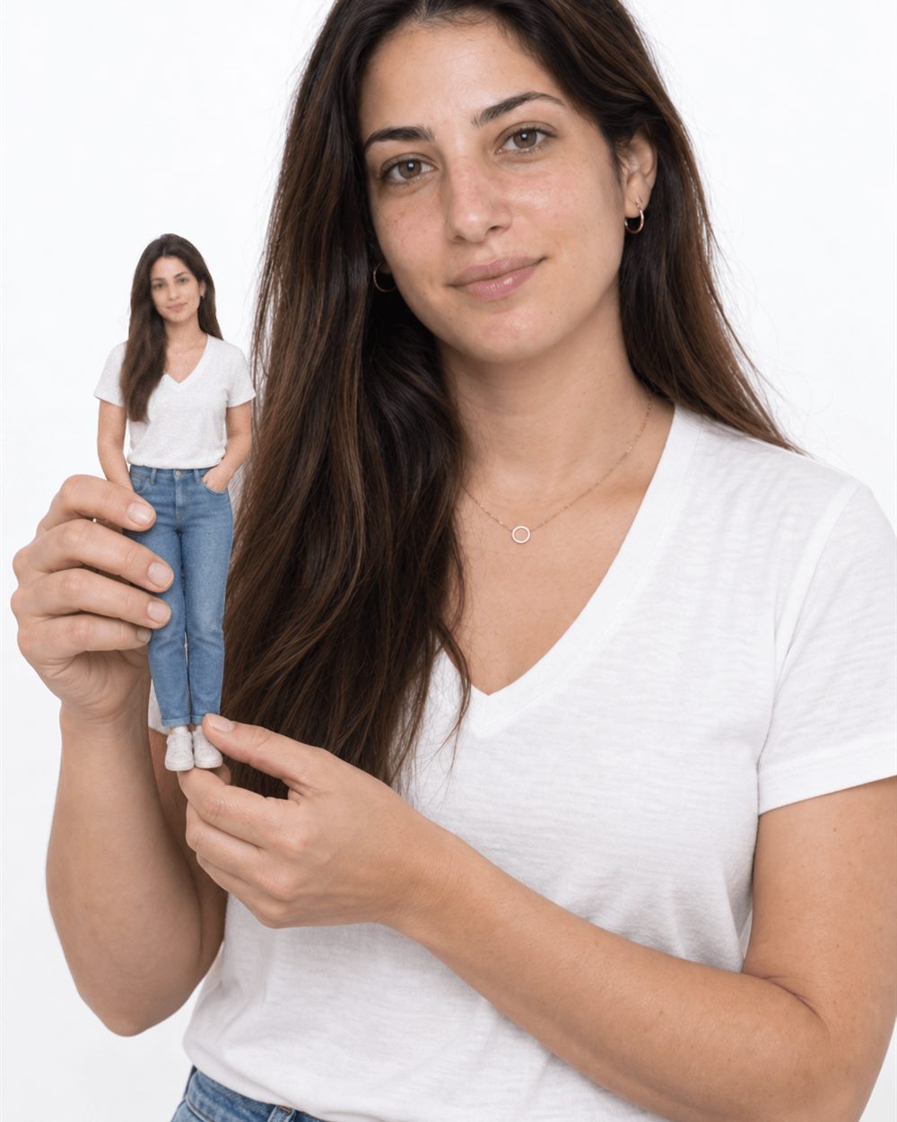 אדם מחזיק מיניאטורה אישית שלו